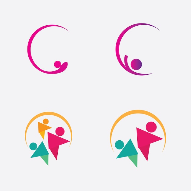 Creatieve mensen logo ontwerp sjabloon met circleFlat Vector Logo ontwerp sjabloon Element