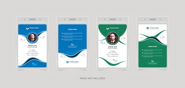 Creatieve minimale zakelijke medewerkers werknemer identiteitskaart ontwerp vector met mockup