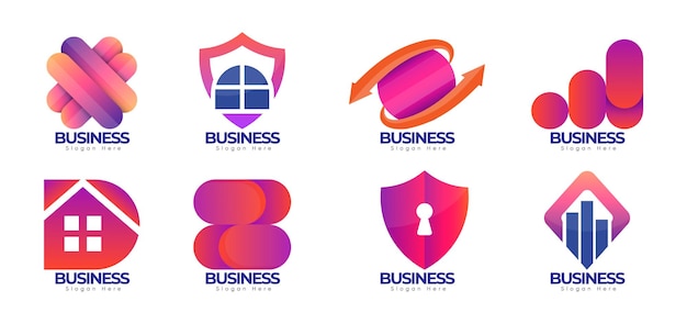 Creatieve minimalistische bedrijfslogo-ontwerpset, premium ontwerpcollectie met uniek logo-concept.