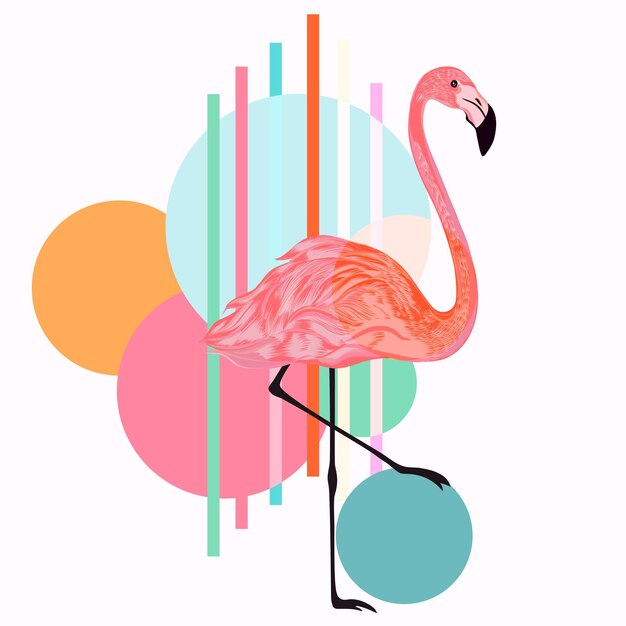 Vector creatieve mode-illustratie met abstracte flamingo en vormen