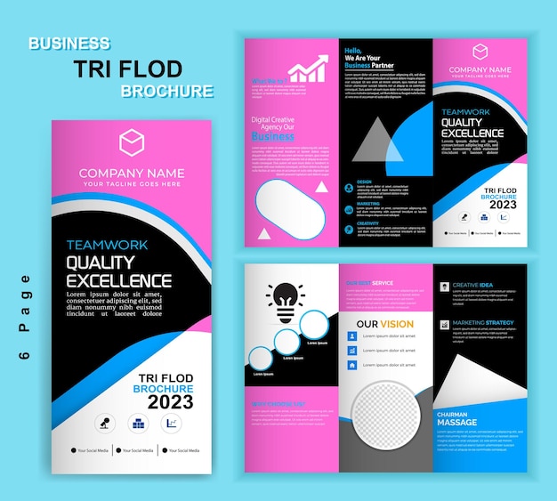 Creatieve moderne driebladige zakelijke brochure sjabloon Corporate minimalistische opvouwbare Leaflet lay-out