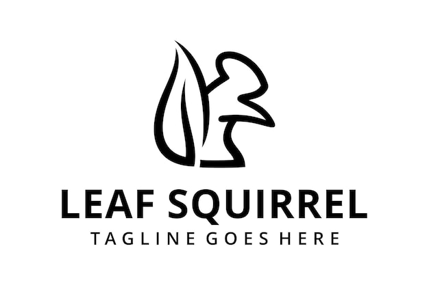 Creatieve moderne eekhoorn dier met blad natuur logo sjabloon. vector illustratie