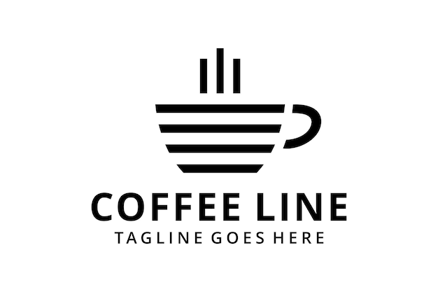 Creatieve moderne koffiekop gemaakt met lijn logo ontwerp Vector teken illustratie sjabloon