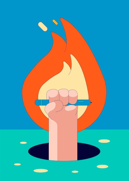 Creatieve motiverende kracht met vlammen vector