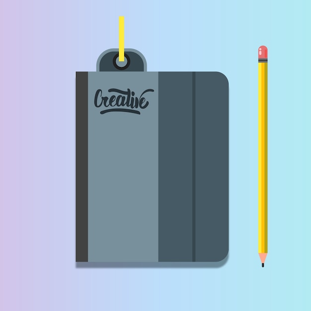 Creatieve Notebook Planner met geel potlood en een bladwijzer