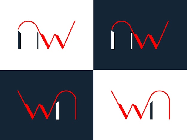 Creatieve NW, WN brieven logo, pictogram ontwerp sjabloon vector, bedrijfslogo van het einde van het bedrijf.