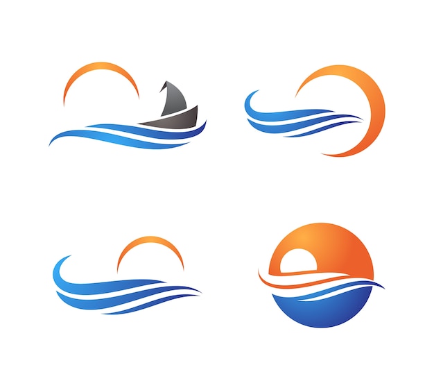 Creatieve ocean wave logo symbolenset