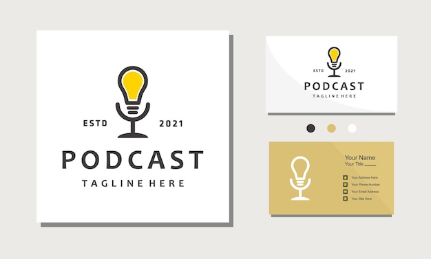 Creatieve podcast gloeilamp idee logo ontwerp inspiratie