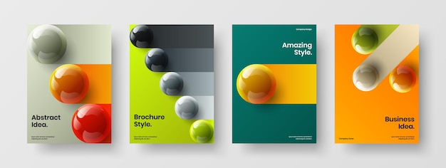 Creatieve realistische bollen bedrijfsidentiteit lay-out collectie