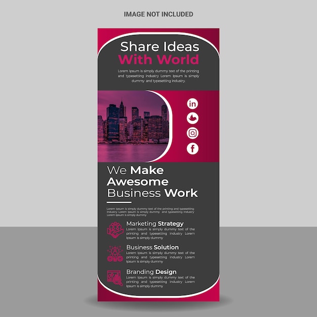 Creatieve roll-up banner die uw bedrijfsidee met de wereld op de markt brengt