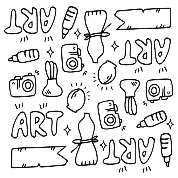 Creatieve set met doodle lijnstijl vector