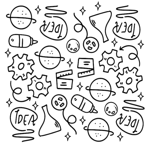 Creatieve set met doodle lijnstijl vector