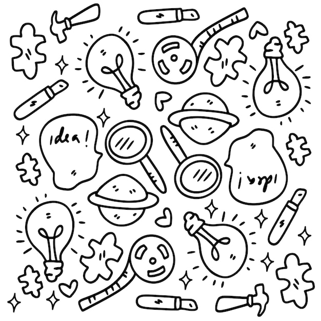 Creatieve set met doodle lijnstijl vector