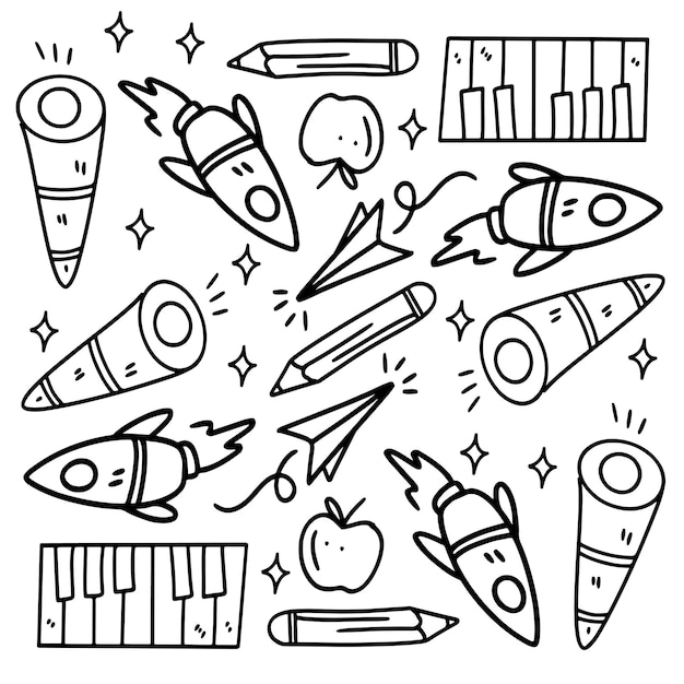 Vector creatieve set met doodle lijnstijl vector