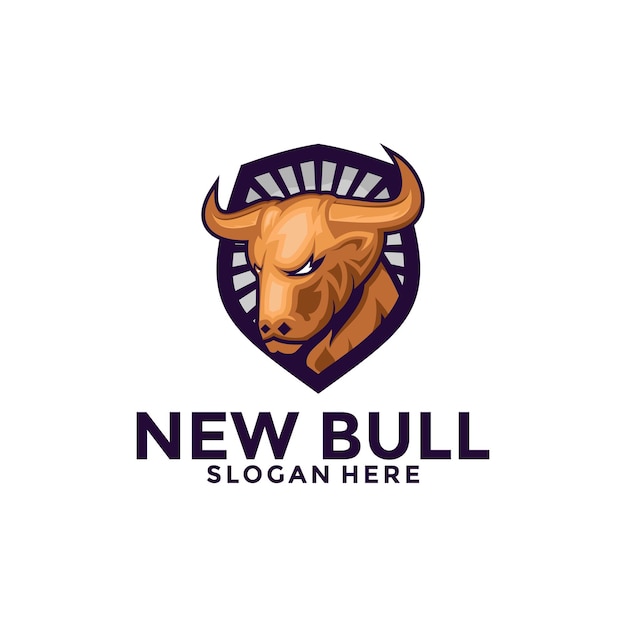 Vector creatieve shield bull buffalo horn hoofd vector logo bull logo ontwerpsjabloon