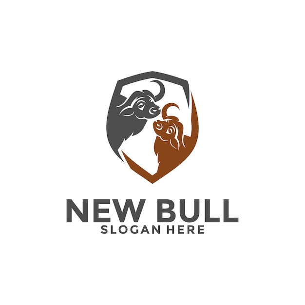 Creatieve Shield Bull Buffalo Horn hoofd Vector Logo Bull Logo ontwerpsjabloon