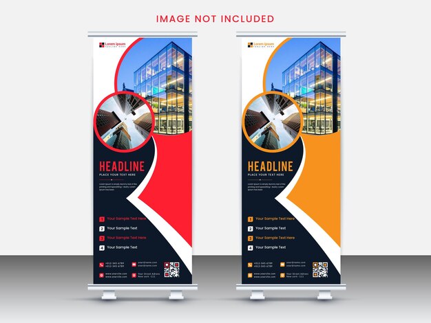 Creatieve standee roll-up display banner vector ontwerpsjabloon