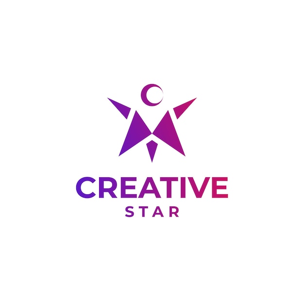 Creatieve ster logo abstract ontwerp kleurovergang ster logo concept kleurrijke ster ontwerp ruimte astronomie