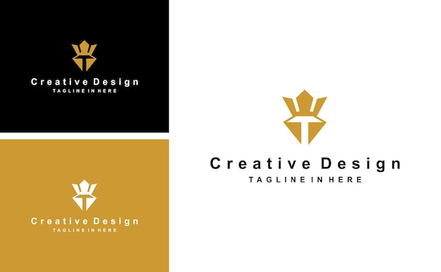 Creatieve t letter kroon luxe monogram logo ontwerp idee vector
