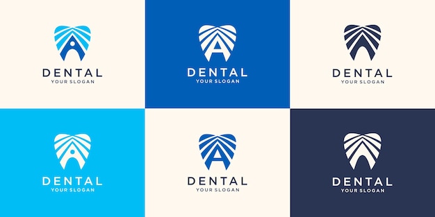 Creatieve tandheelkundige kliniek logo vector. Abstracte tandheelkundige symboolpictogram met moderne designstijl.