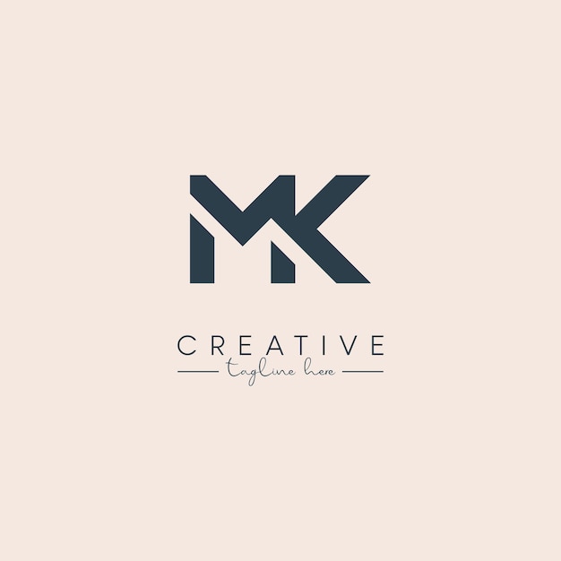 Creatieve unieke letter MK KM Initial Based Stylish Line Logo Design Vector Template