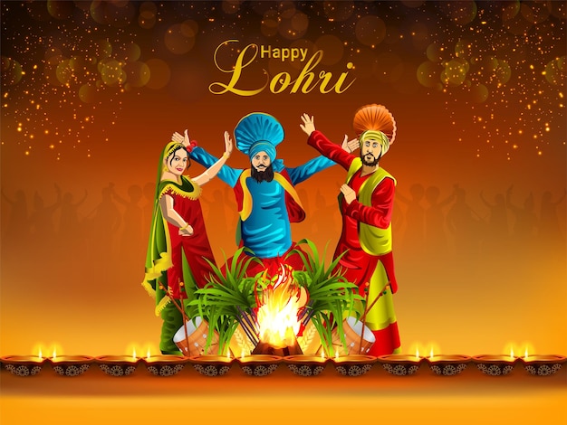 Creatieve vectorillustratie van happy lohri viering wenskaart