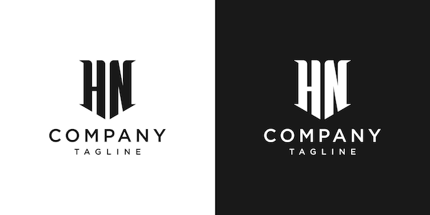 Creatieve Vintage brief HN Monogram Logo ontwerp pictogrammalplaatje witte en zwarte achtergrond