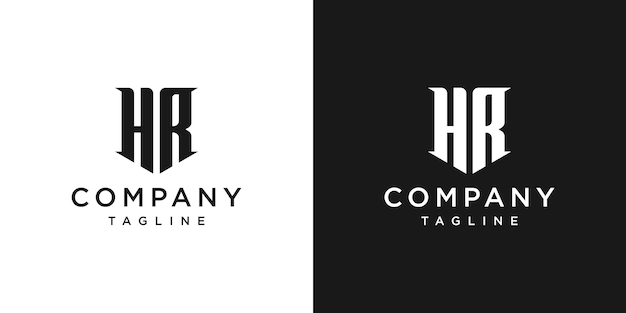 Creatieve vintage brief hr monogram logo ontwerp pictogrammalplaatje witte en zwarte achtergrond