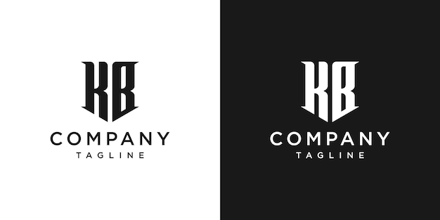 Creatieve Vintage brief KB Monogram Logo ontwerp pictogrammalplaatje witte en zwarte achtergrond