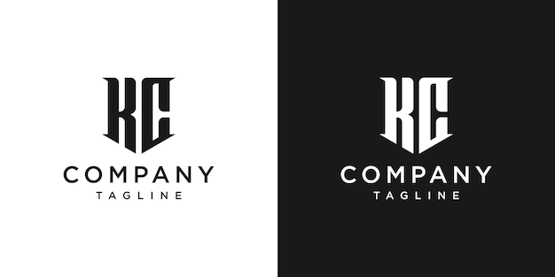 Creatieve Vintage brief KC Monogram Logo ontwerp pictogrammalplaatje witte en zwarte achtergrond