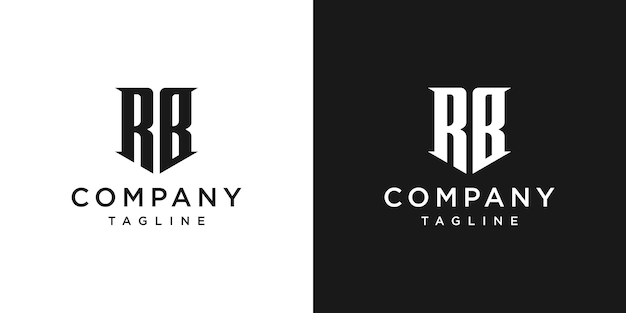 Creatieve vintage brief rb monogram logo ontwerp pictogrammalplaatje witte en zwarte achtergrond