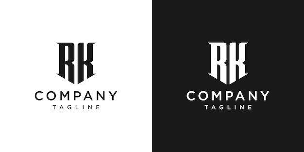 Creatieve Vintage brief RK Monogram Logo ontwerp pictogrammalplaatje witte en zwarte achtergrond