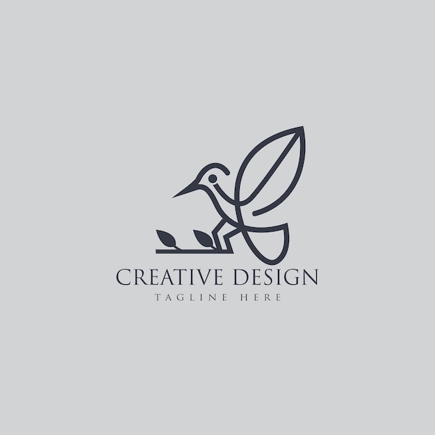 Vector creatieve vogel lijn vector logo ontwerp