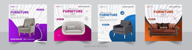 creatieve vormen meubels bundel social media post design template