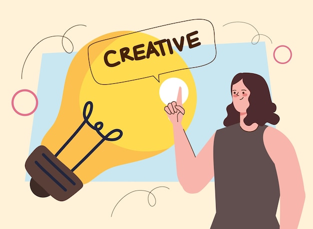 Creatieve vrouw wat betreft lamp