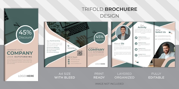 Vector creatieve zakelijke driebladige brochure sjabloon met 2 kleuren