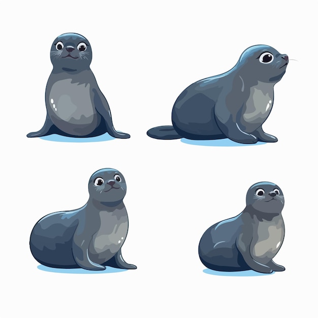Creatieve zeehondenillustraties die hun slanke en gestroomlijnde lichaam laten zien