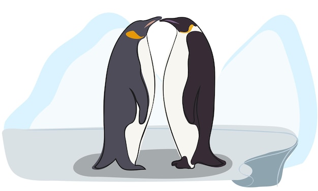 Vector creating a nest and an eternal pair of penguins