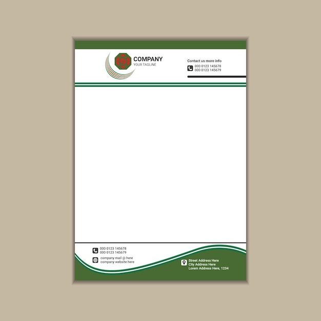 Vettore creazione di una carta intestata aziendale a4 semplice e pulita con disegno vettoriale e smarginatura