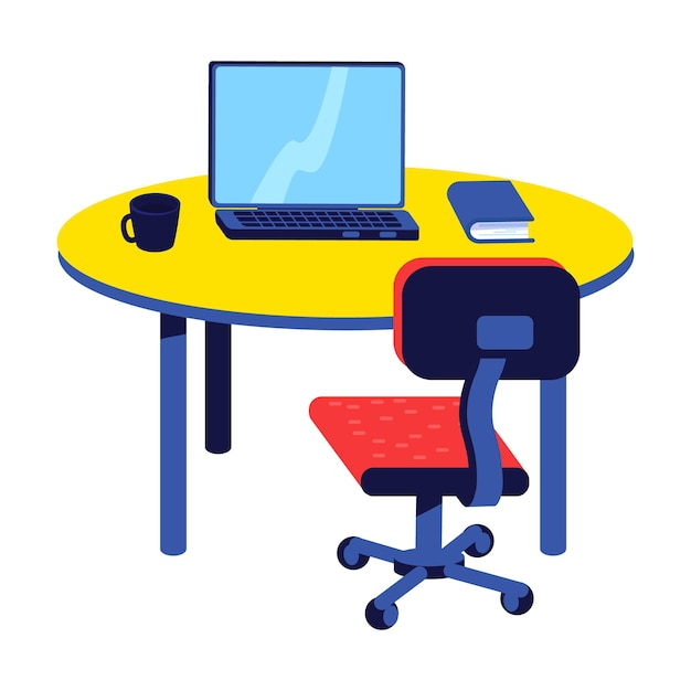 Creating workspace at home semi flat color vector object remote work environment full sized item on white comfy workplace simple cartoon style illustration for web graphic design and animation