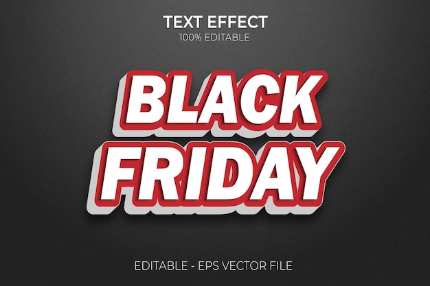 Vector creative 3d black friday editable bold text effect text style premium vector