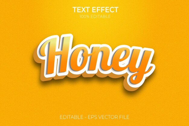 Вектор Творческий 3d редактируемый жирный текст word honey текстовый эффект стиль текста премиум векторы