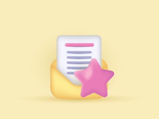 Vettore concetto di approvazione dell'icona del file 3d creativo con documento a stella