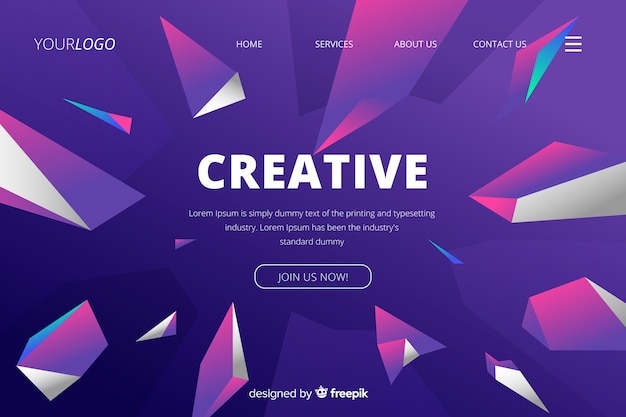 Creative 3d geometric landing page