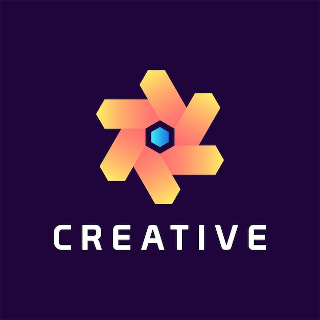 Creative 3d geometric polygonal shape logo for business internet and education technology