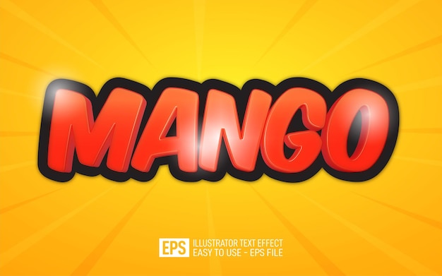 Creative 3d style Mango editable text effect template