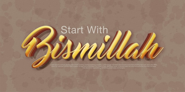 Bismillah 편집 가능한 스타일 효과 템플릿으로 창의적인 3d 스타일 인용문 시작