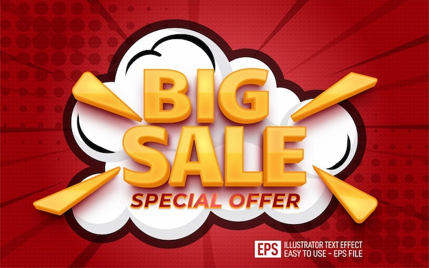 Vector creative 3d text big sale design editable style effect template