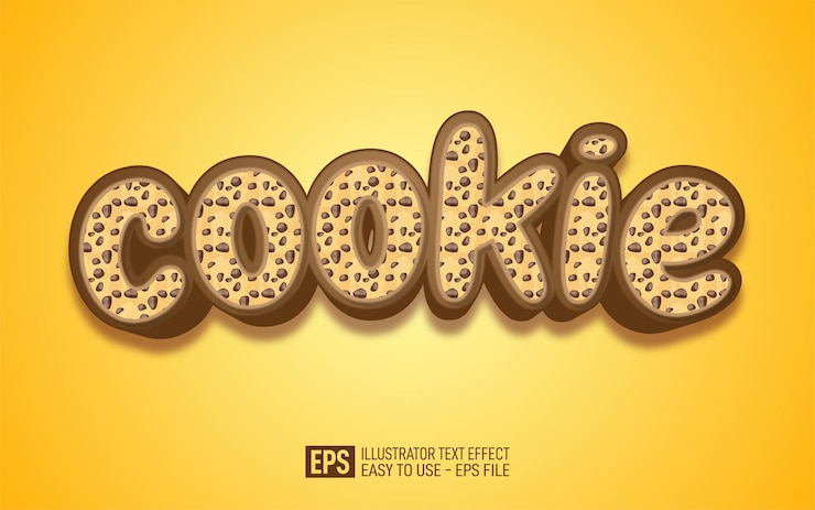 Vector creative 3d text cookie, editable style effect template