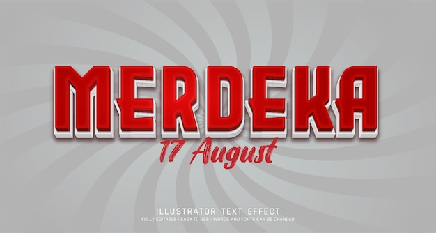 Creative 3d text merdeka editable 3d style effect template